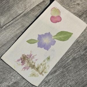 Floral Canvas Pouch with Hammered Flowers and Leaves
